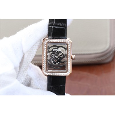 一比一復(fù)刻香奈兒PREMIERE系列山茶花鏤空女士機(jī)械腕表